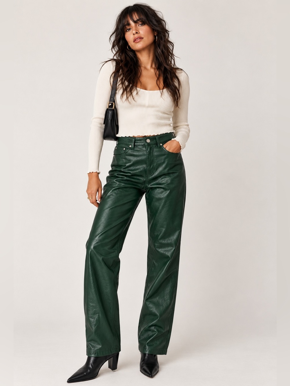 Anthropologie Avec Les Filles Green Faux Leather Pants L
